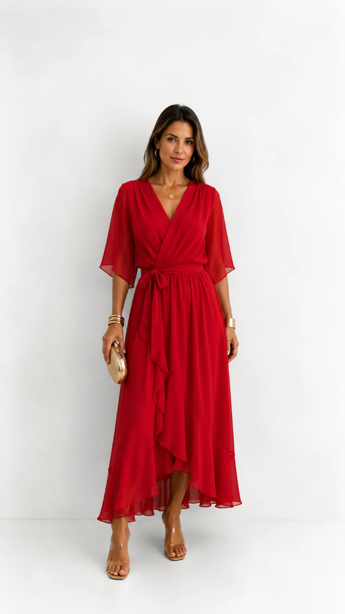 LOTTIE | TUMMY COVERAGE WRAP MAXI DRESS