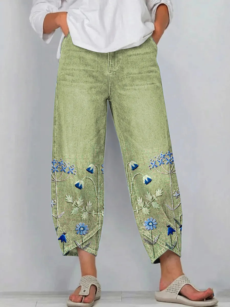 VELMA | FORGIVING FIT EMBROIDERED TROUSERS