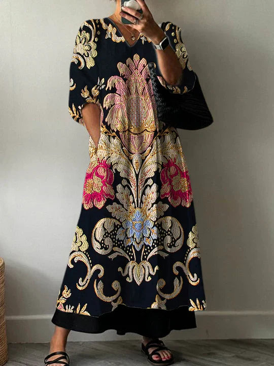 LEONA | FORGIVING DRAPE PRINT MIDI DRESS