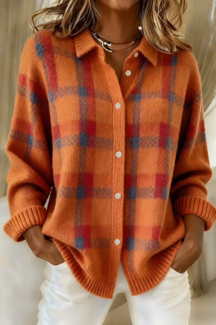 MAE CHECK KNIT CARDIGAN | SOFT RETRO STYLE