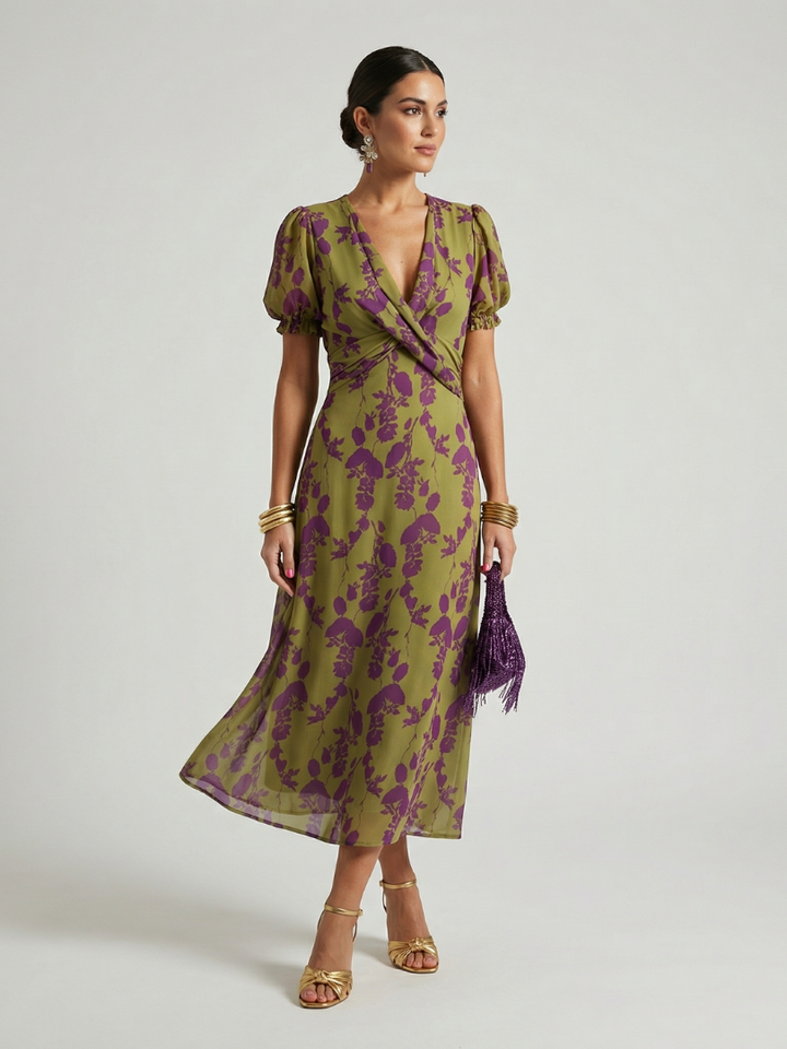 CORDELIA | FORGIVING FIT FLORAL MIDI DRESS