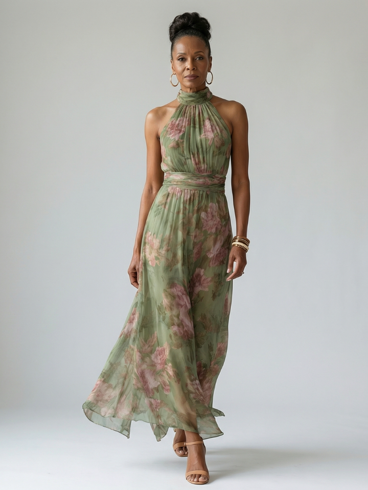 CARMEN | TUMMY COVERAGE HALTER MIDI DRESS