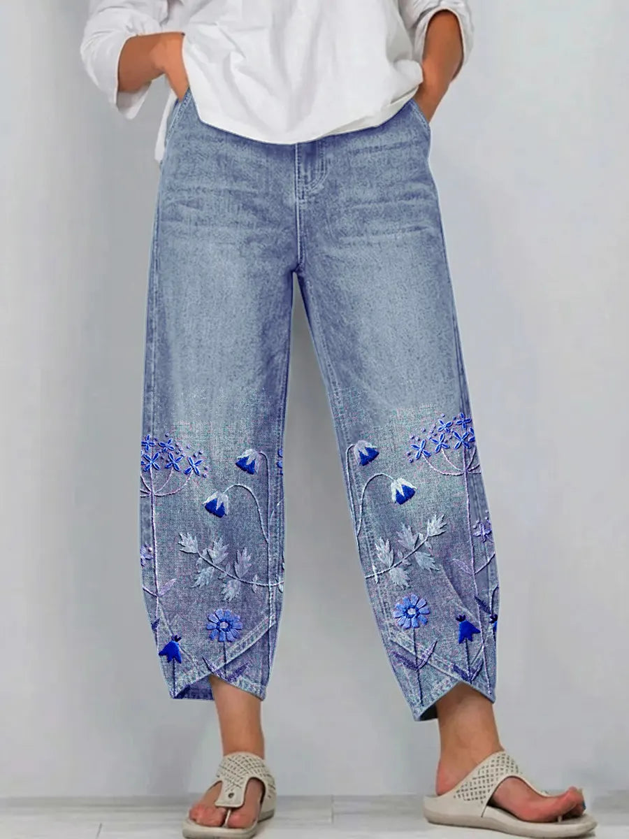 VELMA | FORGIVING FIT EMBROIDERED TROUSERS