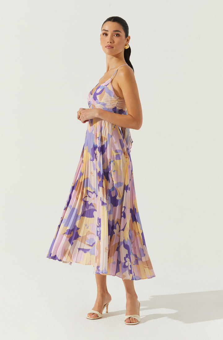 JUNE | STAY COOL FLORAL PLISSÉ MIDI DRESS