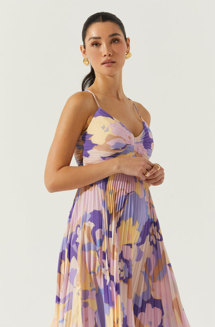 JUNE | STAY COOL FLORAL PLISSÉ MIDI DRESS