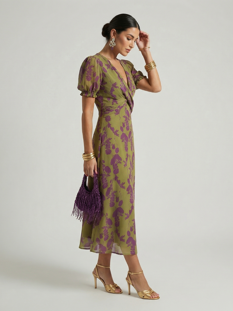 CORDELIA | FORGIVING FIT FLORAL MIDI DRESS