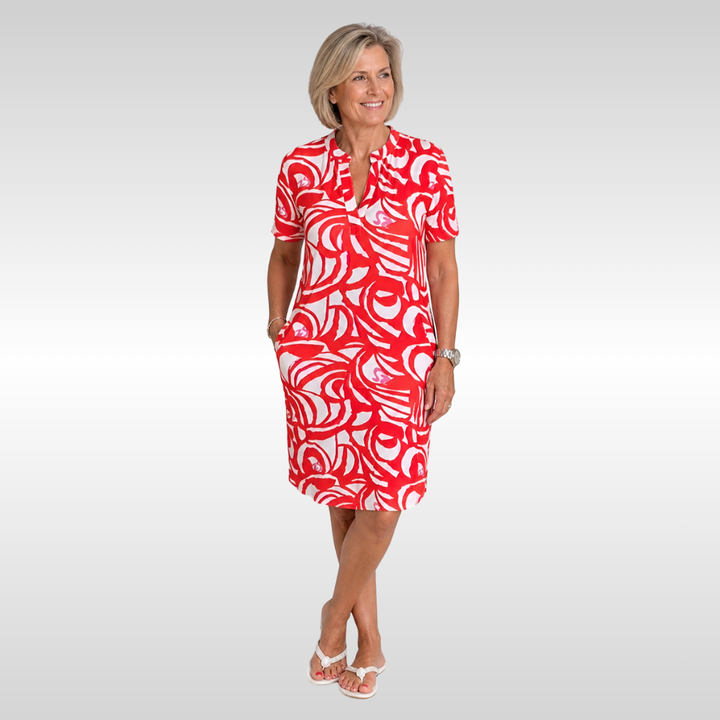 EVELYN | STAY COOL PRINTED KNEE LENGTH DRESS