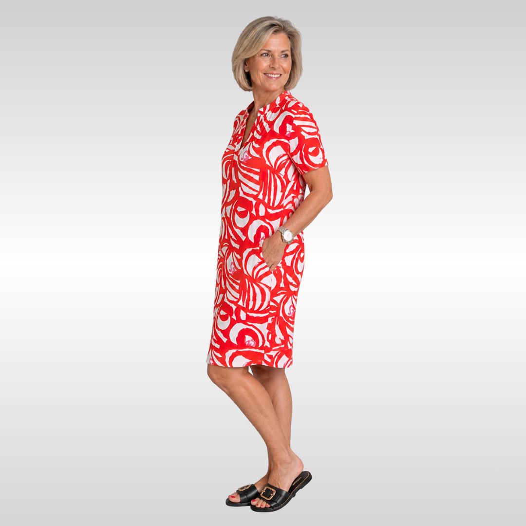 EVELYN | STAY COOL PRINTED KNEE LENGTH DRESS