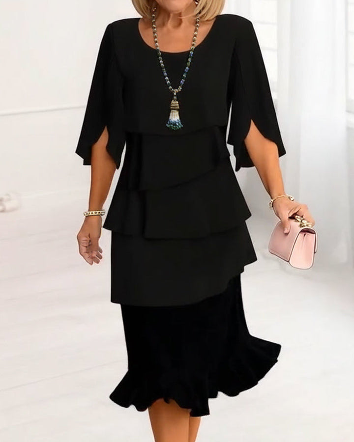 ETHEL | TUMMY COVERAGE RUFFLED MIDI DRESS