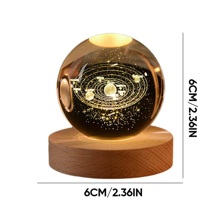 3D Crystal Ball Night Light with Wood Base 2.4 or 3.1 Inch Set of 2 1