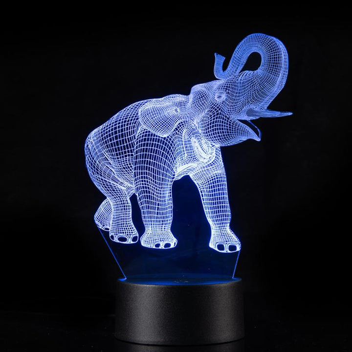 3D Illusion Night Light Acrylic Animal Panel 7 Colors Set of 3 Adult Elephant 1