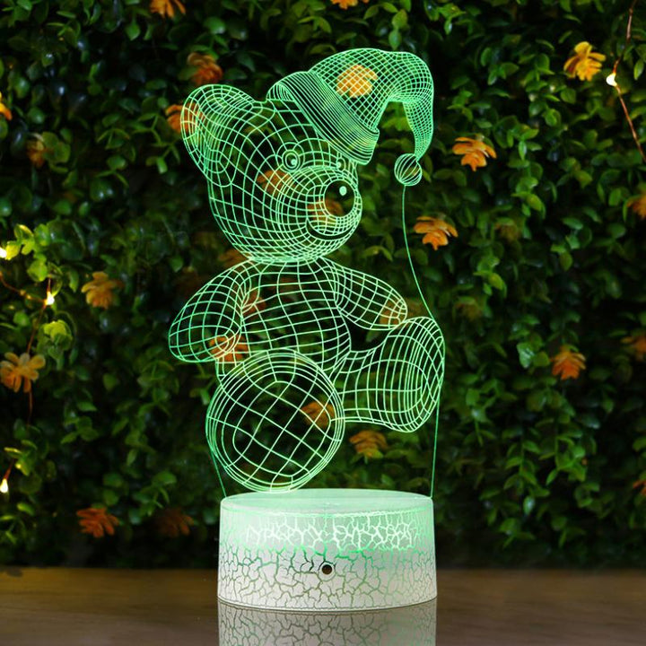 3D Illusion Night Light Acrylic Animal Panel 7 Colors Set of 3 Bear 1
