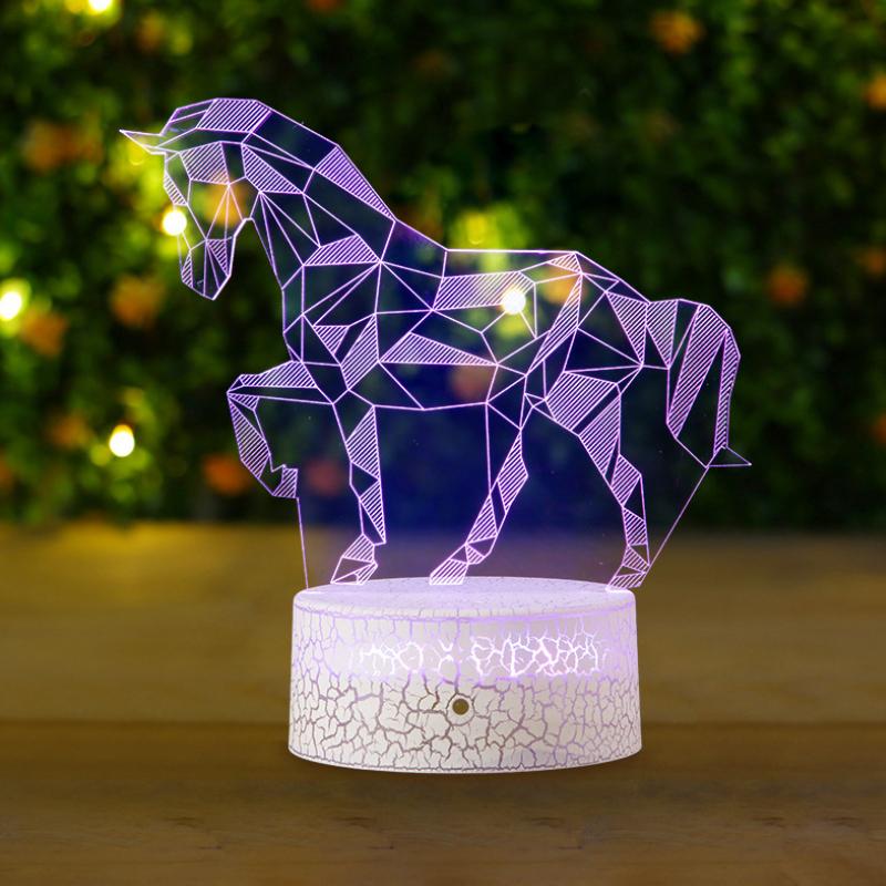 3D Illusion Night Light Acrylic Animal Panel 7 Colors Set of 3 Horse 1