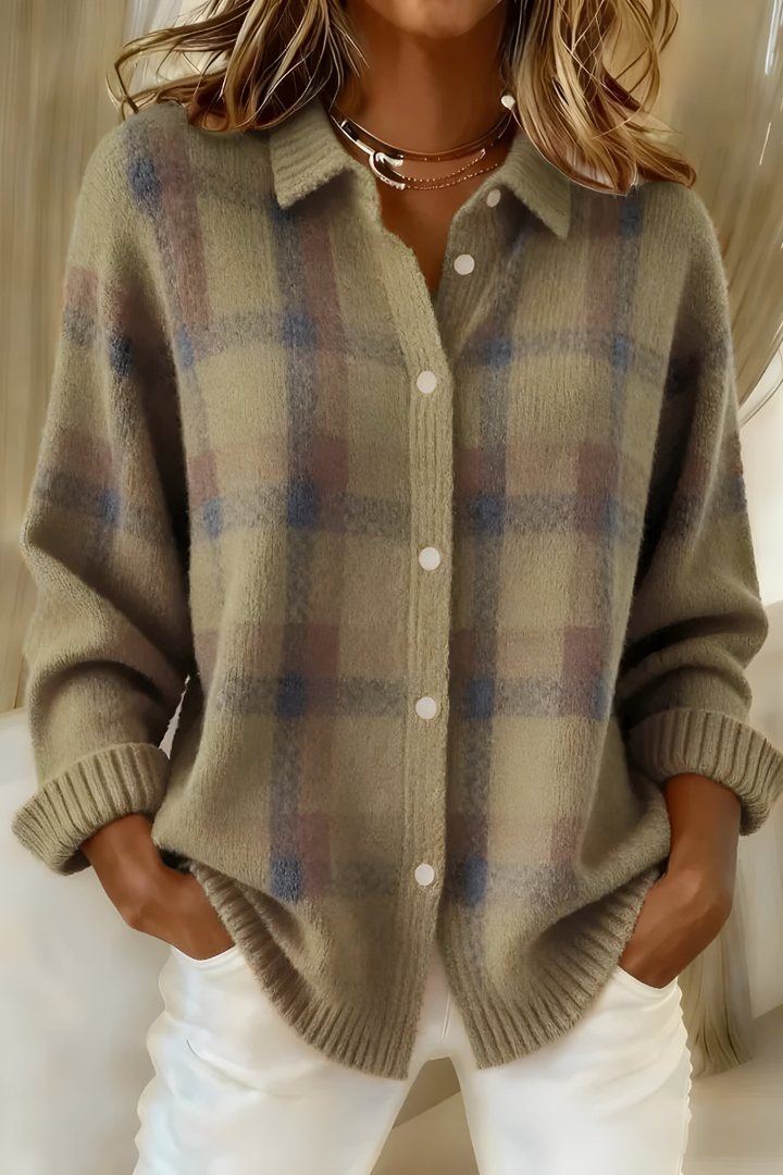 MAE CHECK KNIT CARDIGAN | SOFT RETRO STYLE