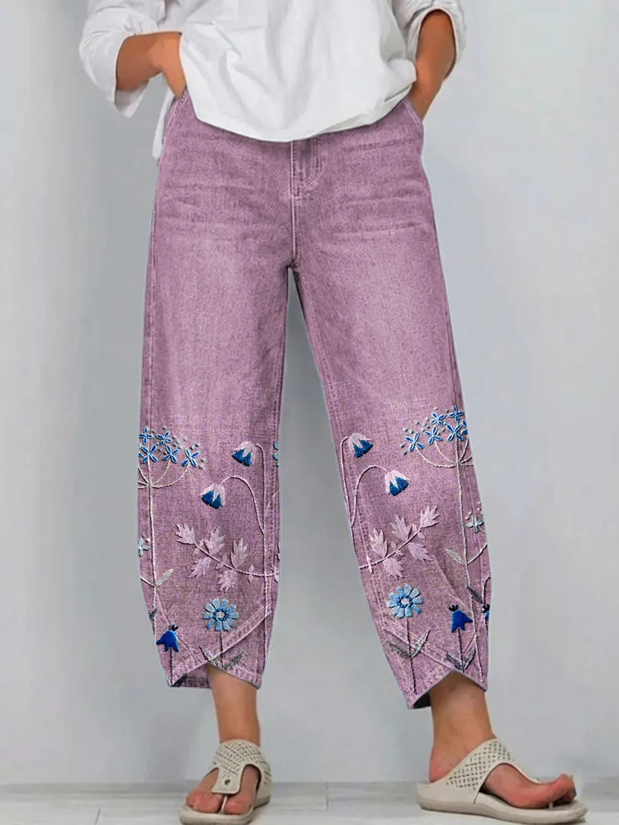 VELMA | FORGIVING FIT EMBROIDERED TROUSERS