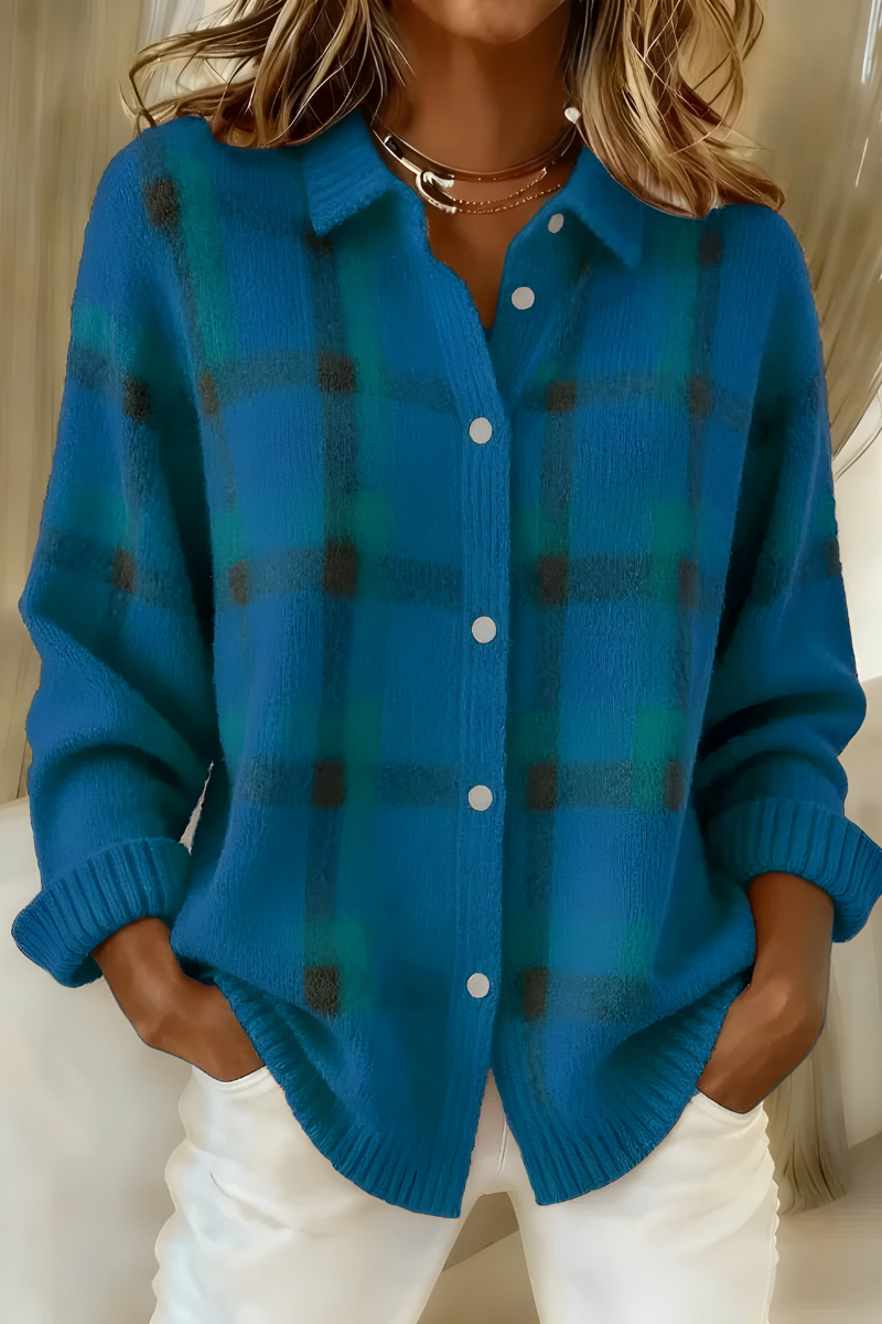 MAE CHECK KNIT CARDIGAN | SOFT RETRO STYLE