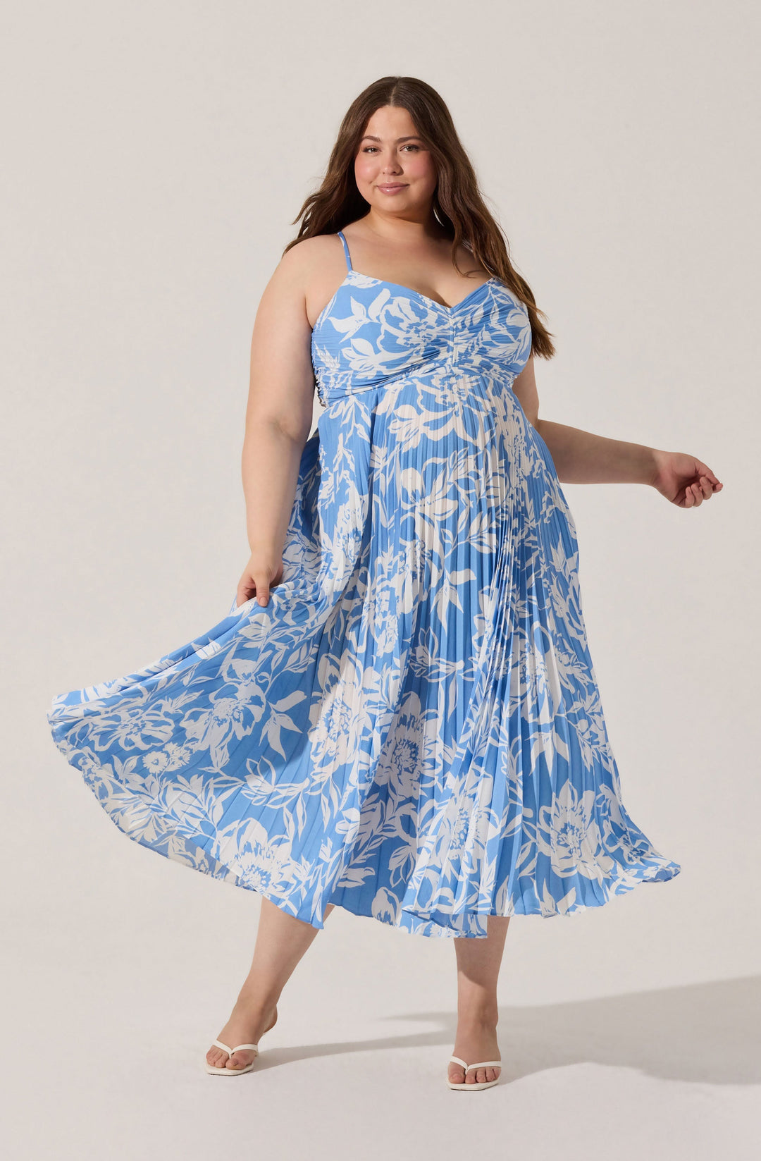 JUNE | STAY COOL FLORAL PLISSÉ MIDI DRESS