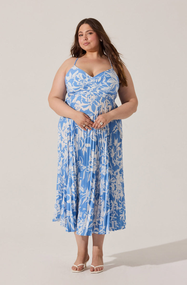 JUNE | STAY COOL FLORAL PLISSÉ MIDI DRESS