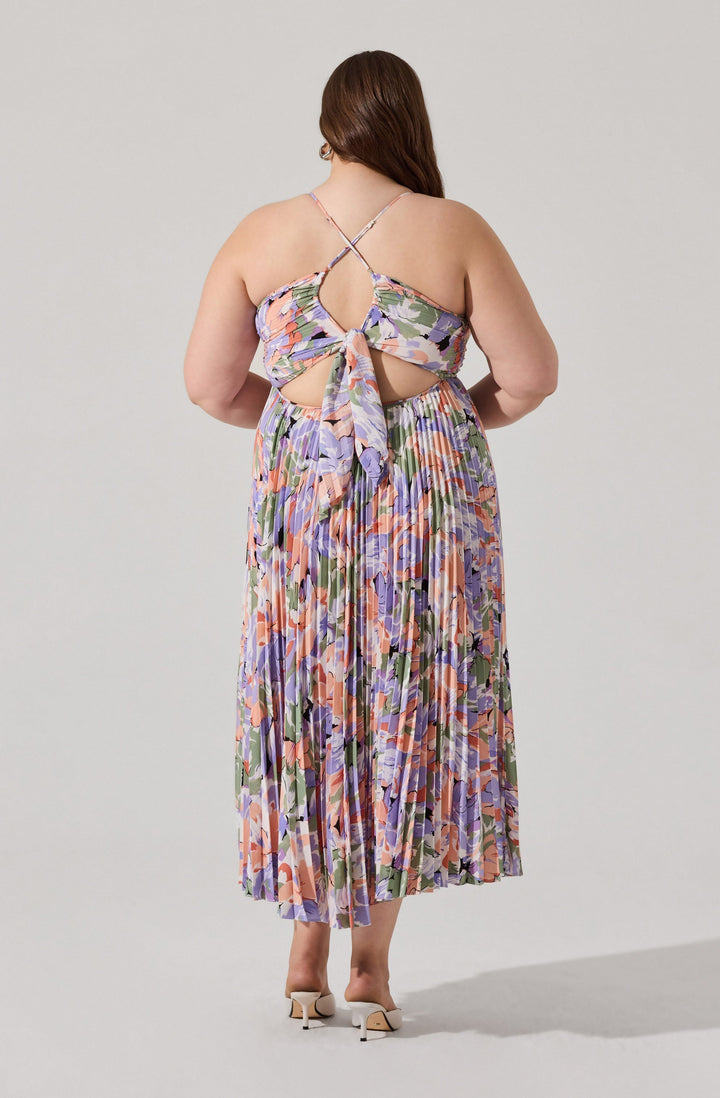 JUNE | STAY COOL FLORAL PLISSÉ MIDI DRESS
