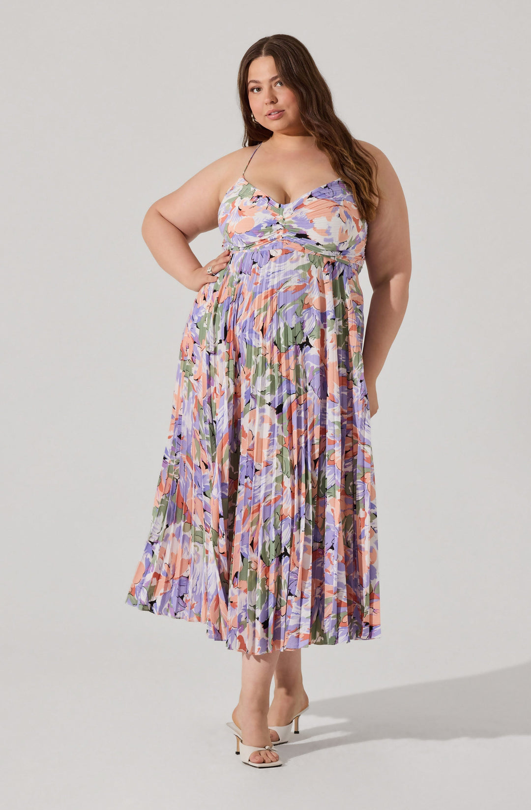 JUNE | STAY COOL FLORAL PLISSÉ MIDI DRESS