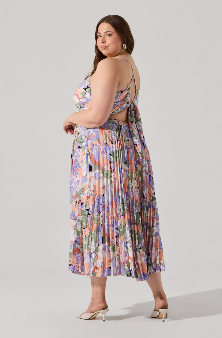 JUNE | STAY COOL FLORAL PLISSÉ MIDI DRESS