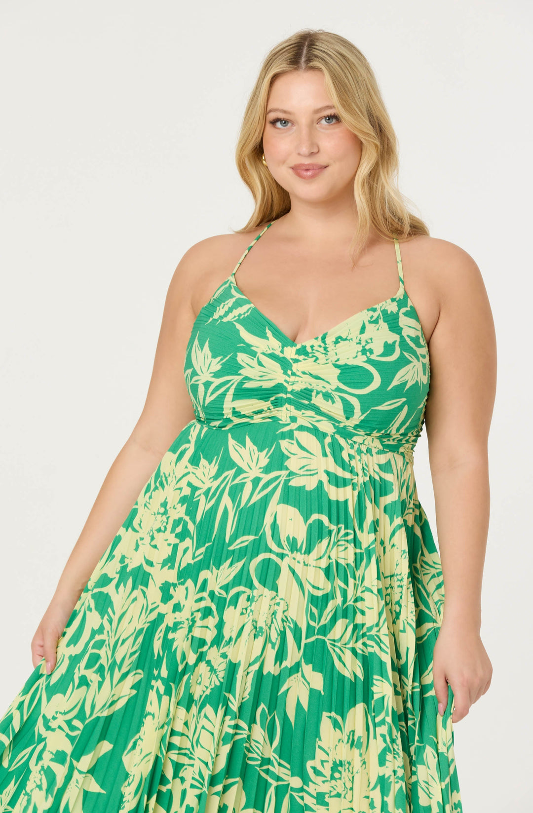 JUNE | STAY COOL FLORAL PLISSÉ MIDI DRESS