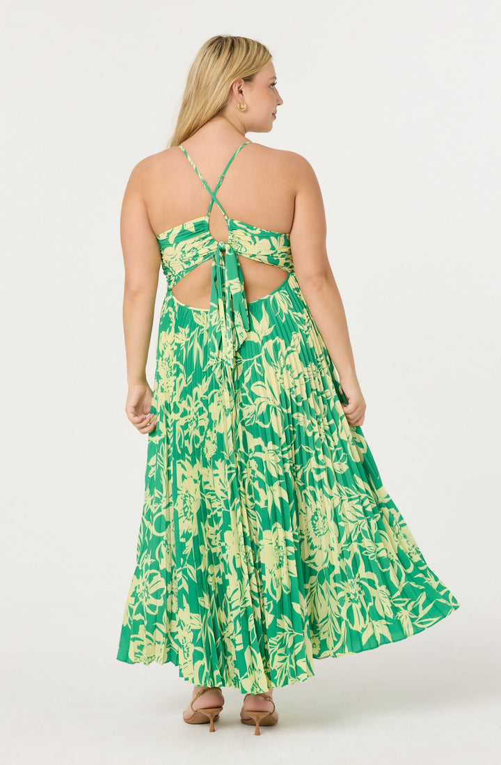 JUNE | STAY COOL FLORAL PLISSÉ MIDI DRESS