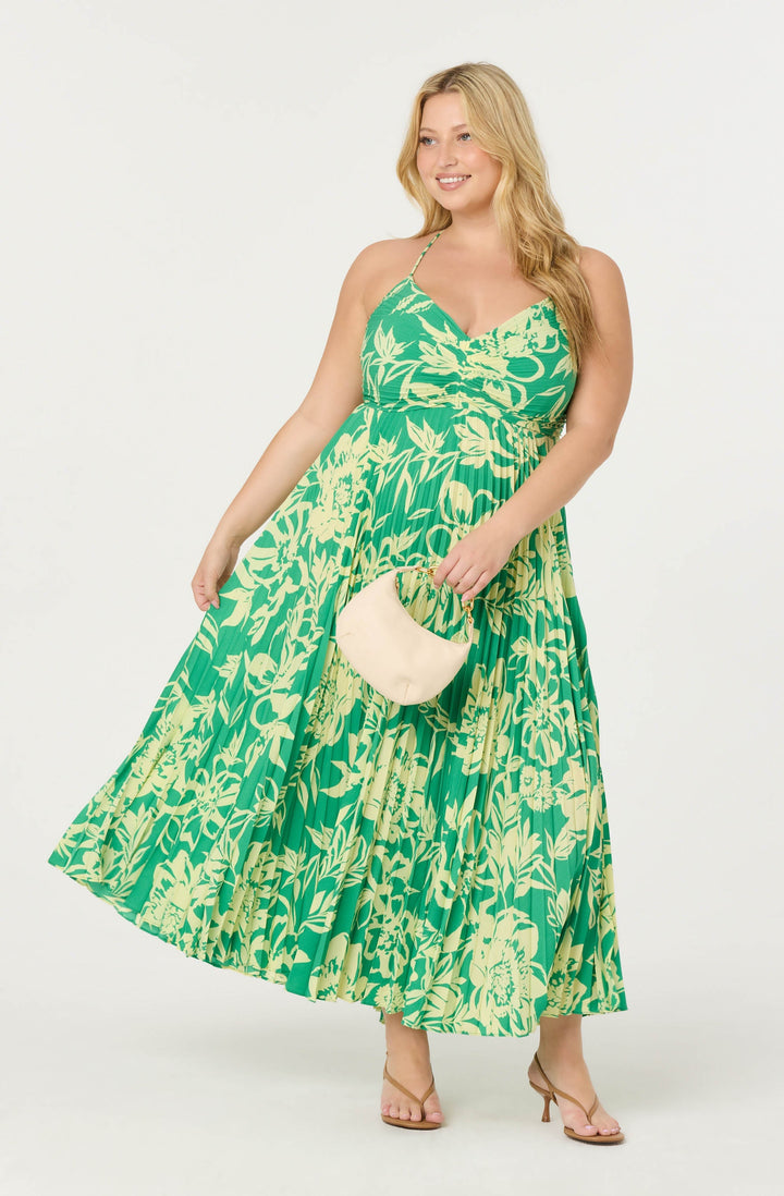 JUNE | STAY COOL FLORAL PLISSÉ MIDI DRESS