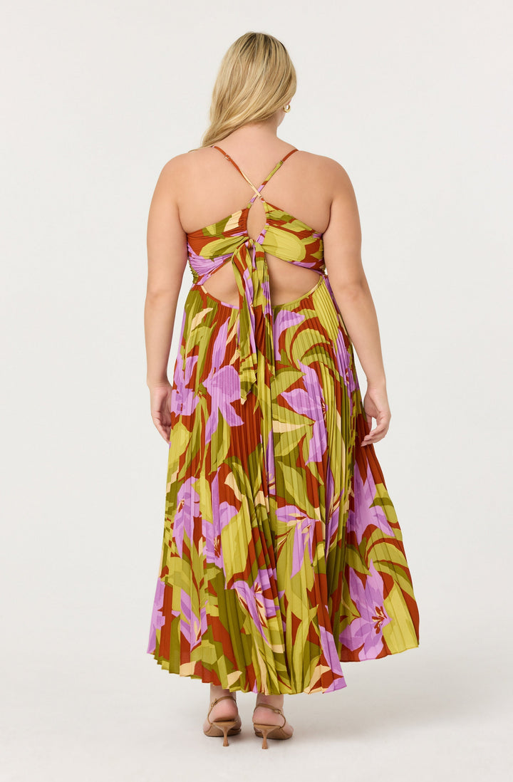 JUNE | STAY COOL FLORAL PLISSÉ MIDI DRESS