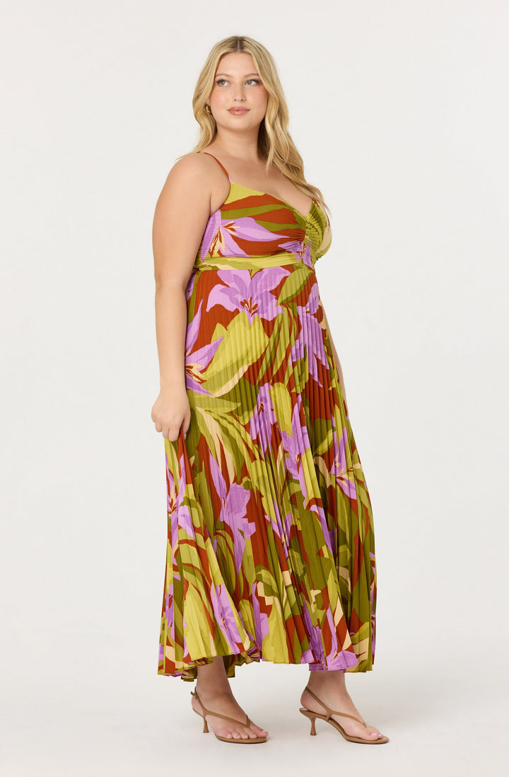 JUNE | STAY COOL FLORAL PLISSÉ MIDI DRESS