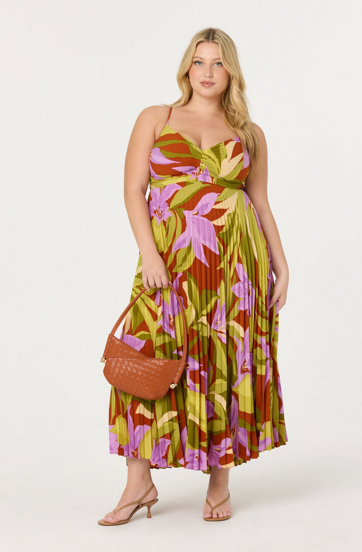 JUNE | STAY COOL FLORAL PLISSÉ MIDI DRESS