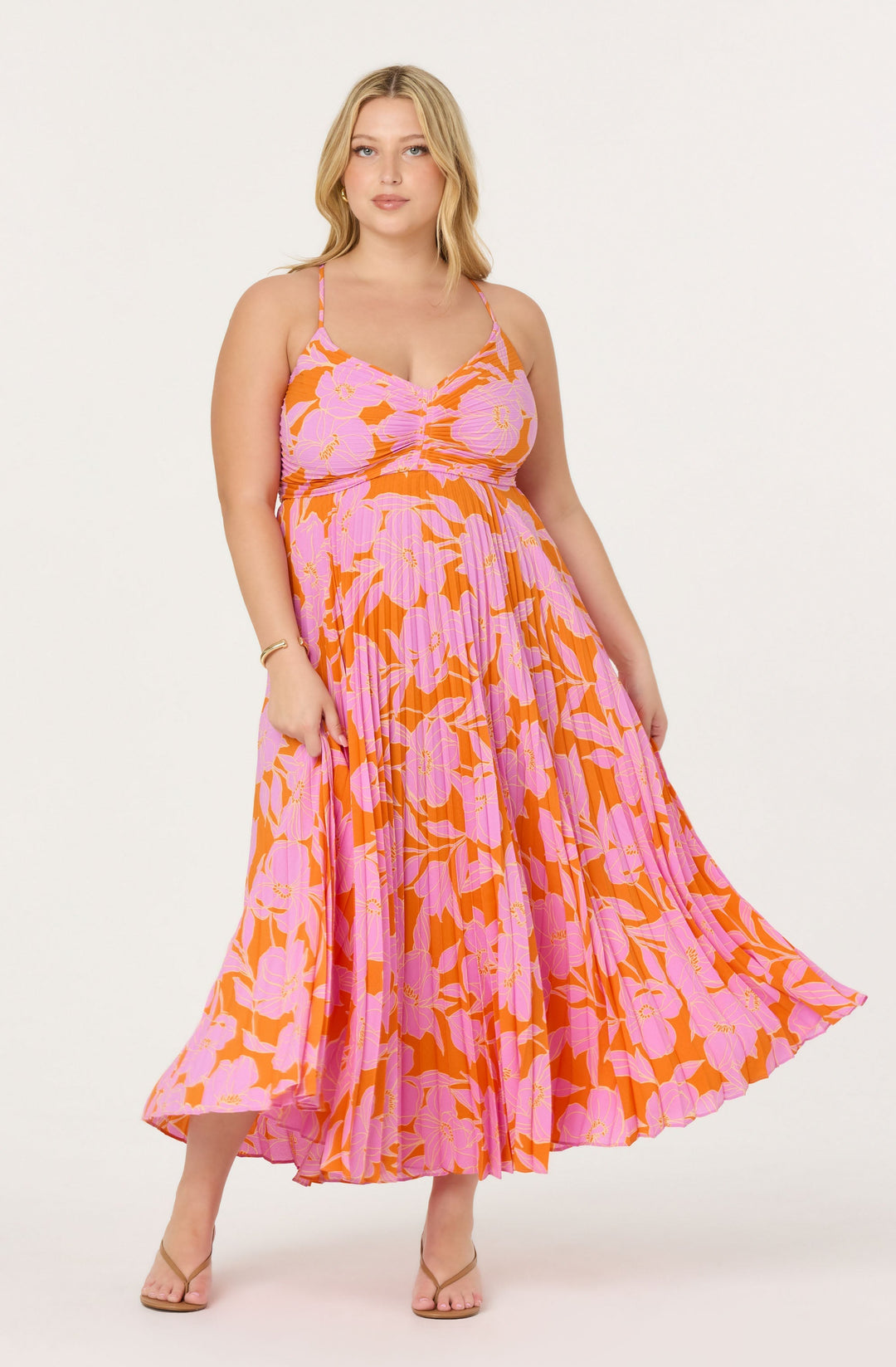 JUNE | STAY COOL FLORAL PLISSÉ MIDI DRESS