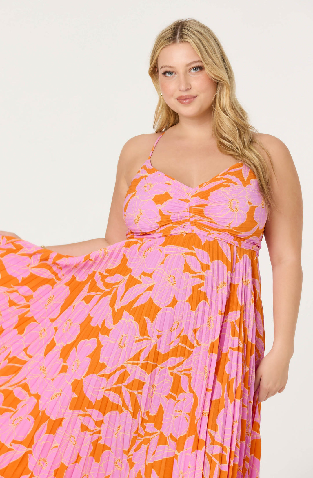 JUNE | STAY COOL FLORAL PLISSÉ MIDI DRESS