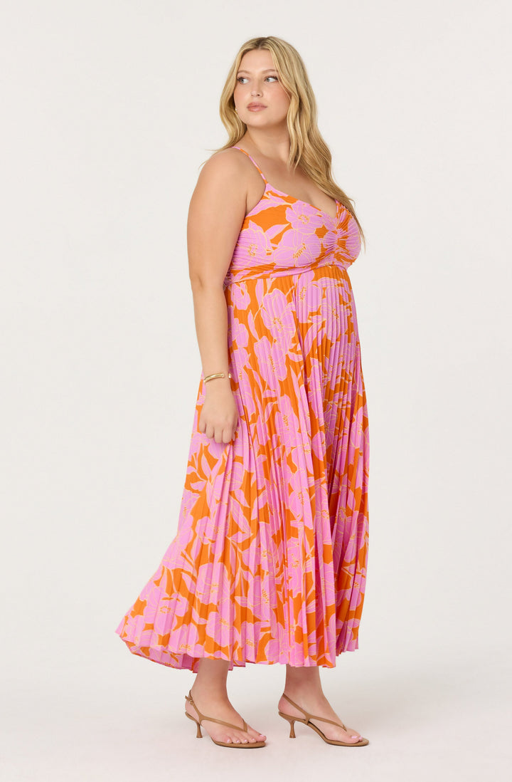 JUNE | STAY COOL FLORAL PLISSÉ MIDI DRESS