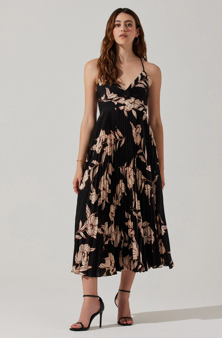 JUNE | STAY COOL FLORAL PLISSÉ MIDI DRESS