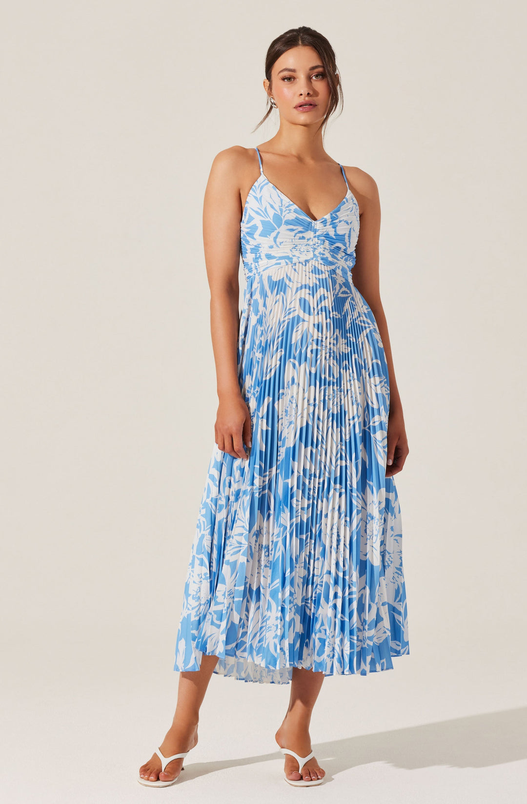 JUNE | STAY COOL FLORAL PLISSÉ MIDI DRESS