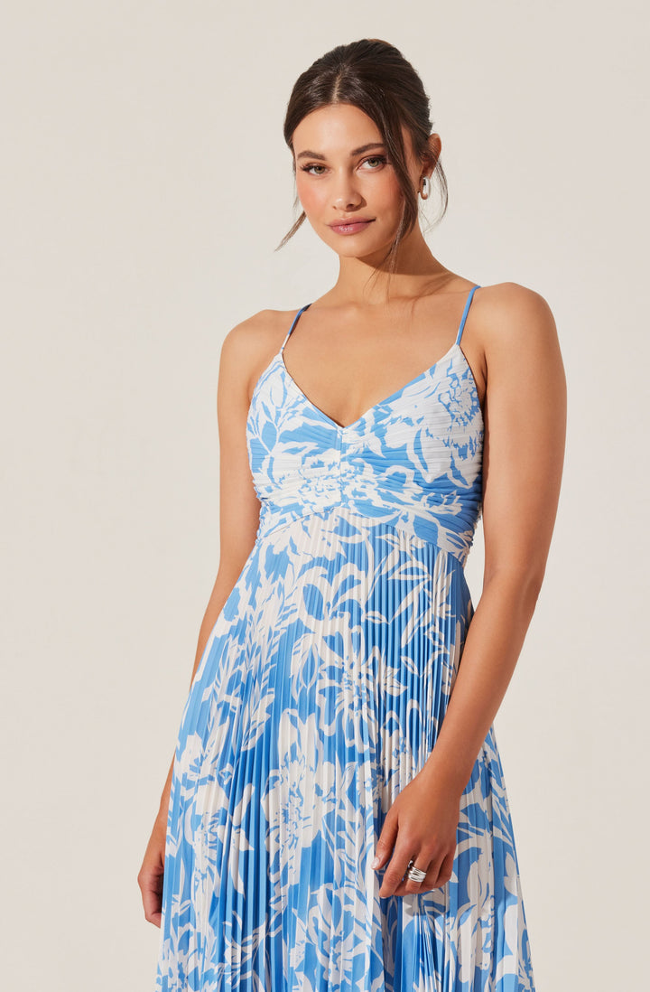 JUNE | STAY COOL FLORAL PLISSÉ MIDI DRESS