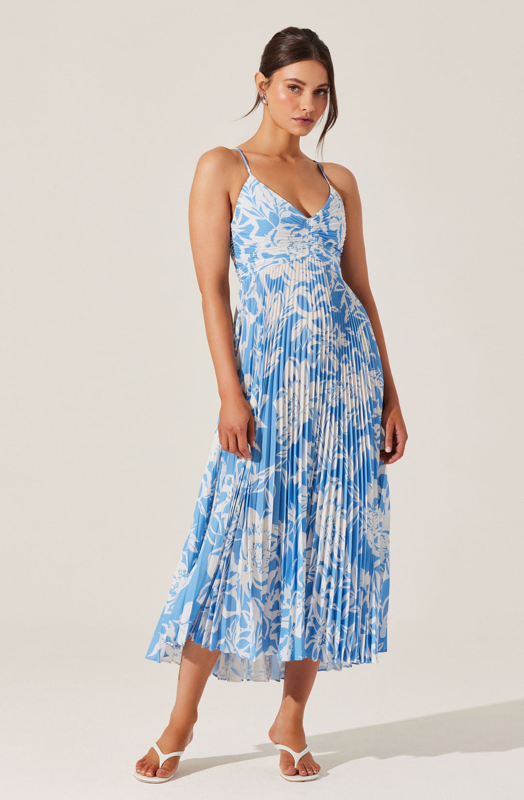 JUNE | STAY COOL FLORAL PLISSÉ MIDI DRESS