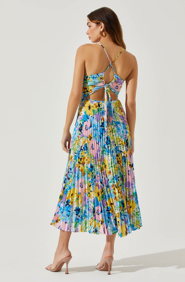 JUNE | STAY COOL FLORAL PLISSÉ MIDI DRESS