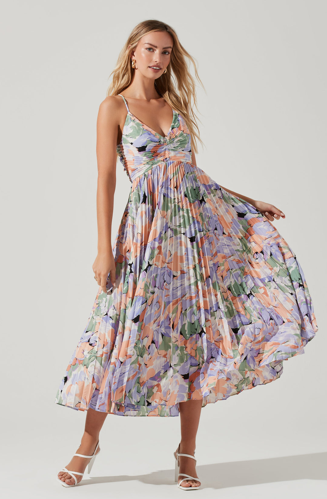 JUNE | STAY COOL FLORAL PLISSÉ MIDI DRESS