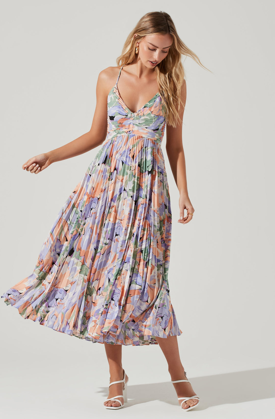 JUNE | STAY COOL FLORAL PLISSÉ MIDI DRESS