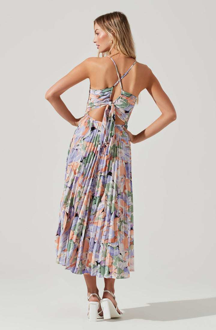 JUNE | STAY COOL FLORAL PLISSÉ MIDI DRESS