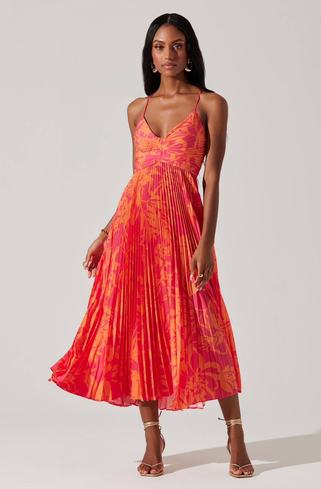 JUNE | STAY COOL FLORAL PLISSÉ MIDI DRESS