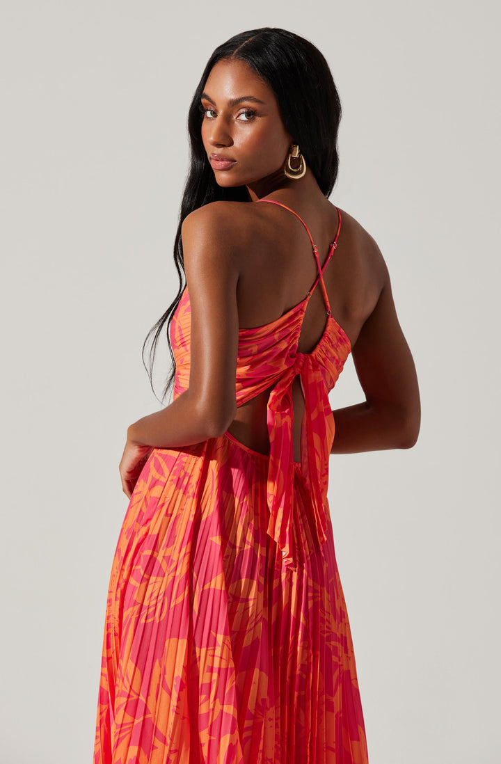 JUNE | STAY COOL FLORAL PLISSÉ MIDI DRESS