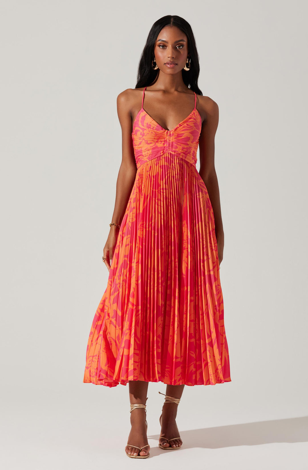 JUNE | STAY COOL FLORAL PLISSÉ MIDI DRESS