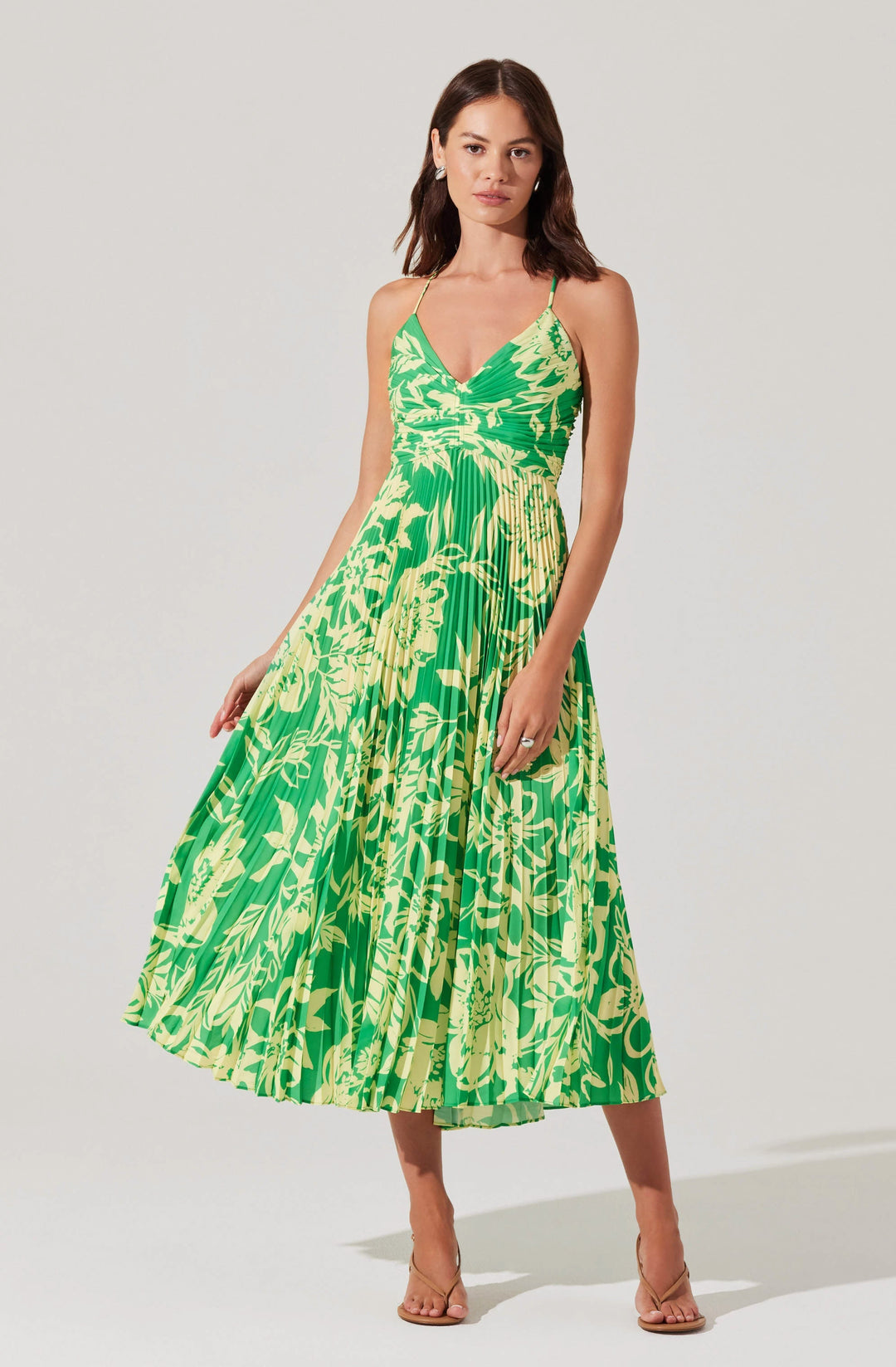 JUNE | STAY COOL FLORAL PLISSÉ MIDI DRESS