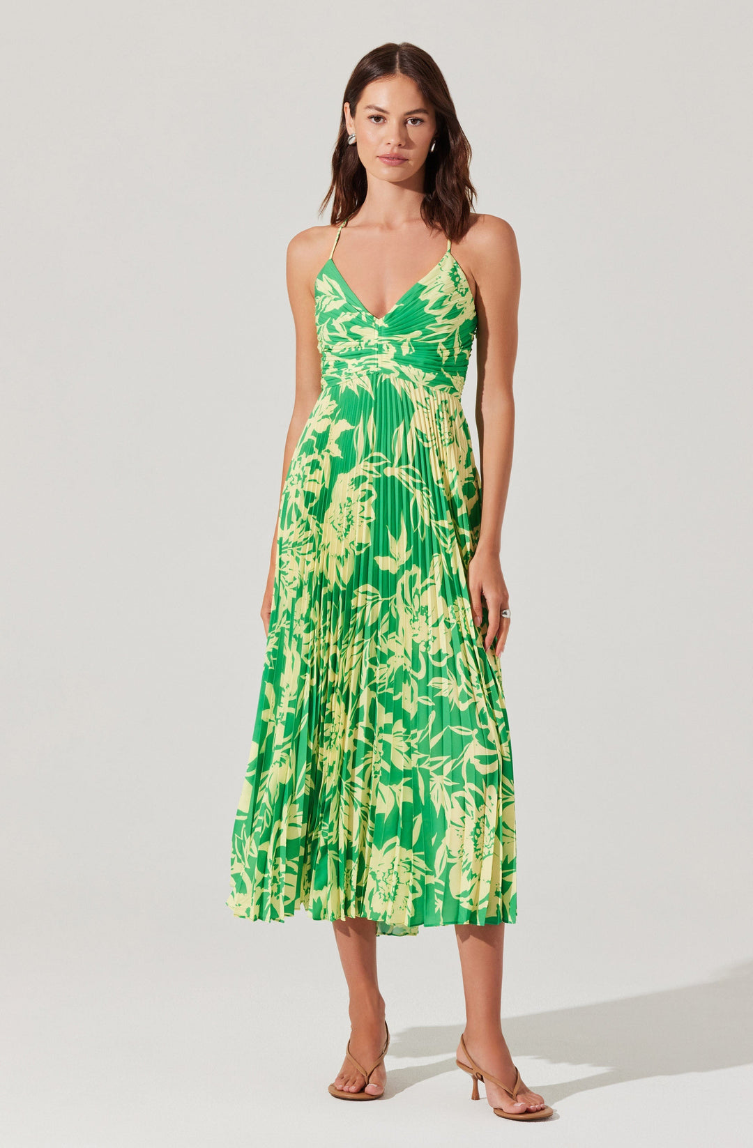 JUNE | STAY COOL FLORAL PLISSÉ MIDI DRESS