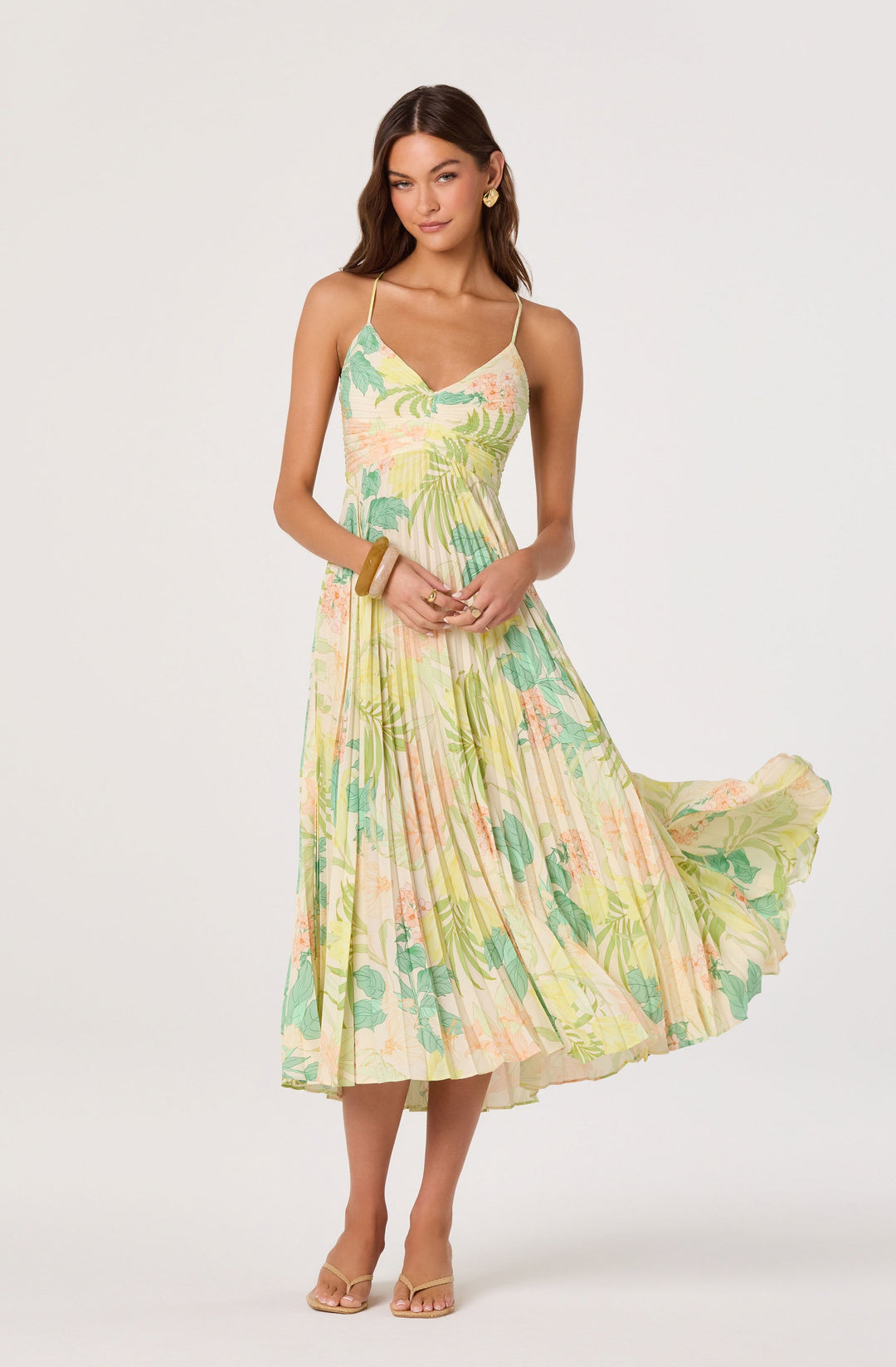 JUNE | STAY COOL FLORAL PLISSÉ MIDI DRESS