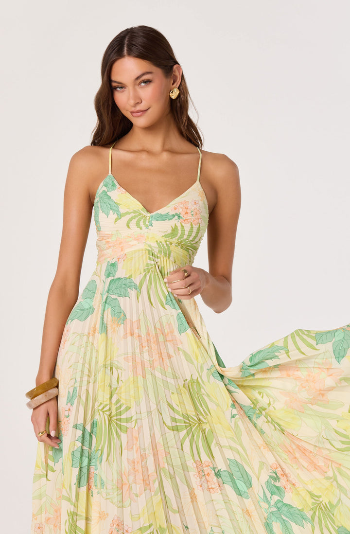 JUNE | STAY COOL FLORAL PLISSÉ MIDI DRESS