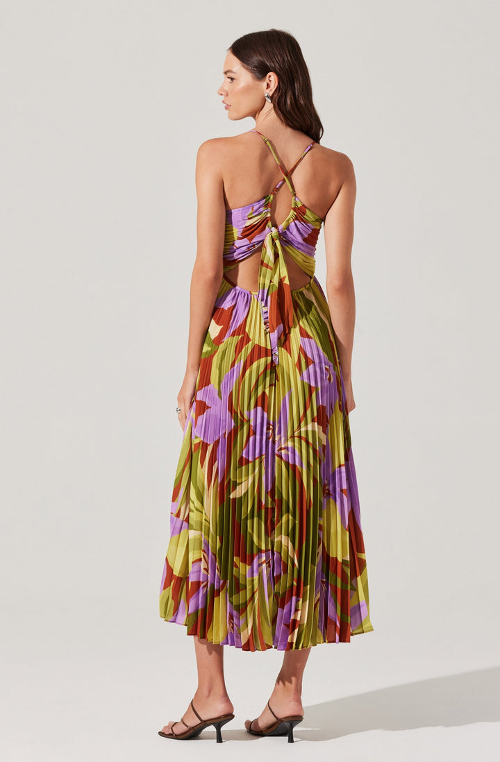 JUNE | STAY COOL FLORAL PLISSÉ MIDI DRESS